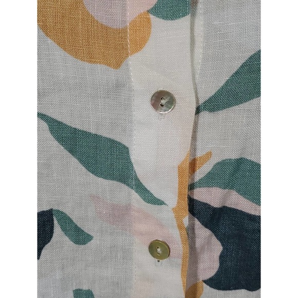 Rachel Zoe Large Button Down Multicolored Linen Shirt Tulip Print Shirt Dress - Picture 4 of 11